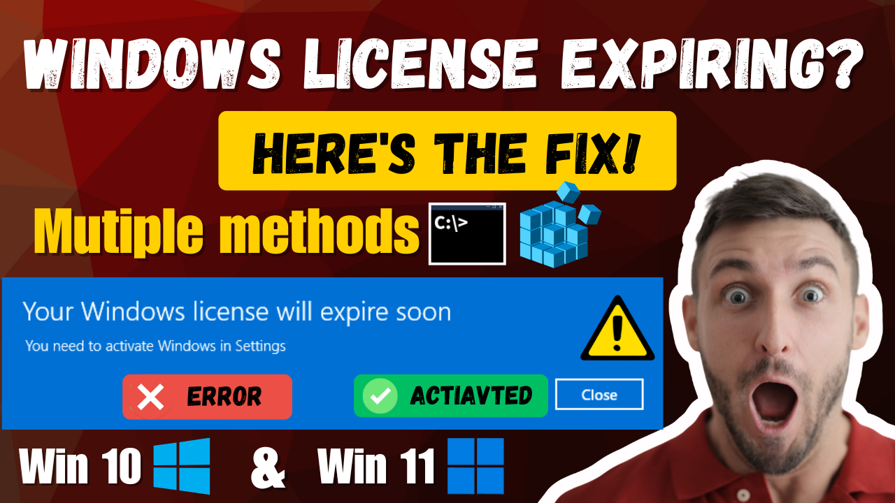 Fix "Your Windows License Will Expire Soon Error" in Windows 10/11 – CMD & Registry Fix Guide